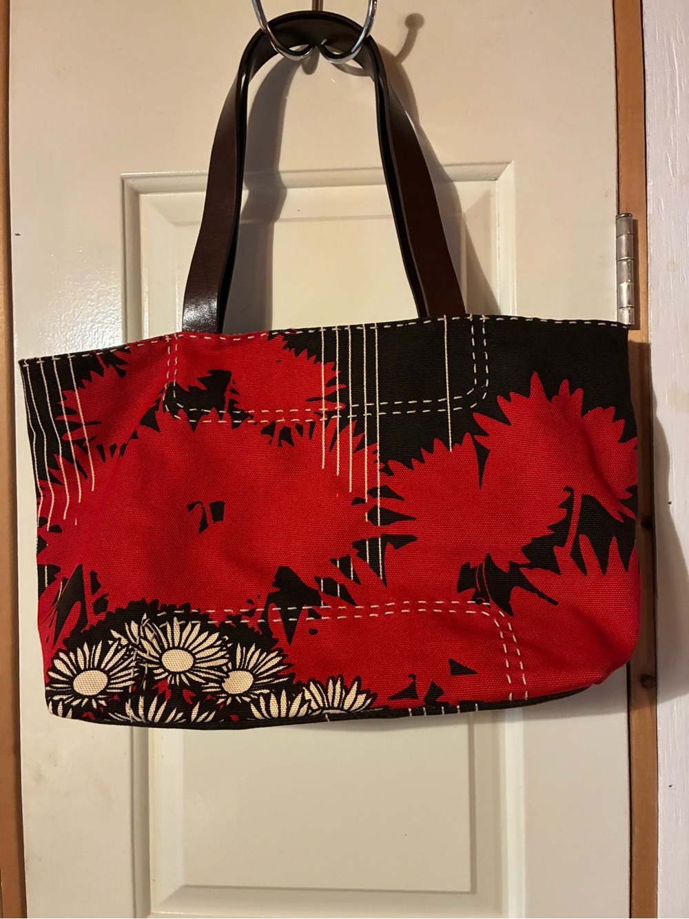 Banana Republic Brown, Orange and Cream color zippered tote